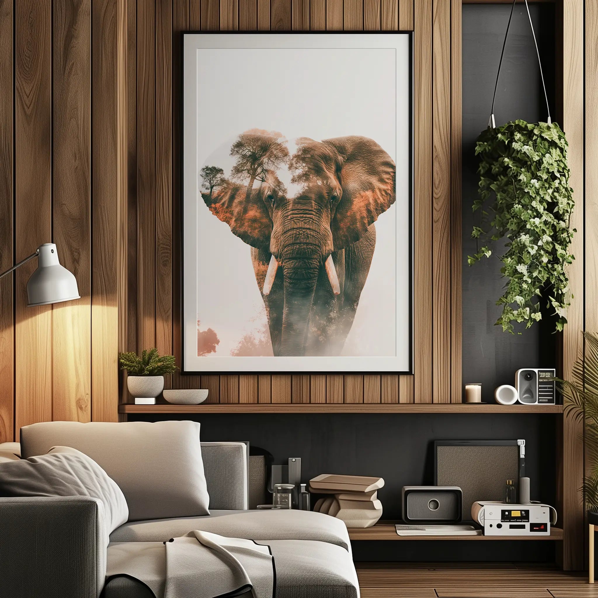 Double exposure elephant