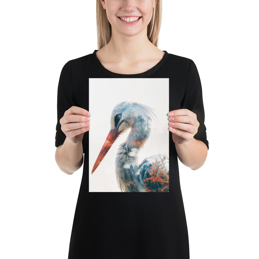 Double exposure stork
