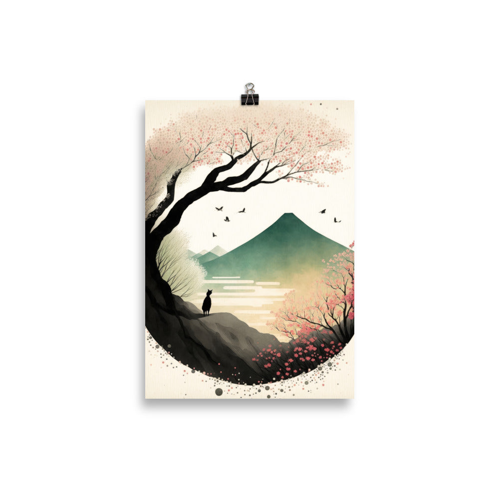 Fleur de cerisier et volcan