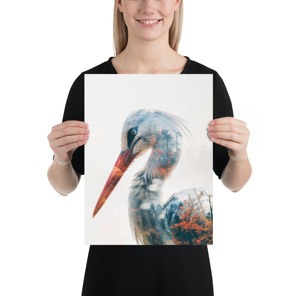 Double exposure stork
