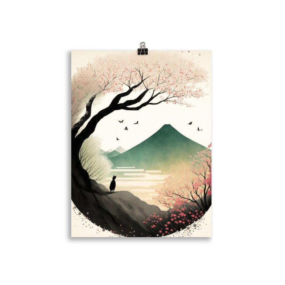 Fleur de cerisier et volcan