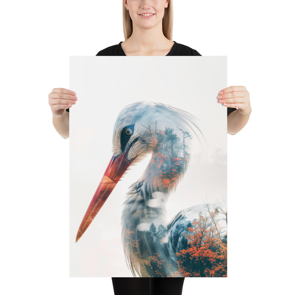 Double exposure stork