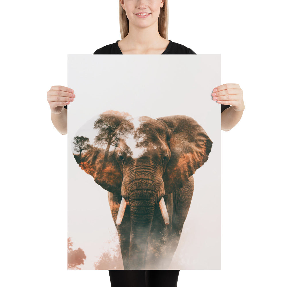 Double exposure elephant