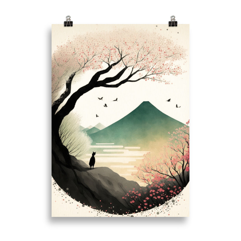 Fleur de cerisier et volcan