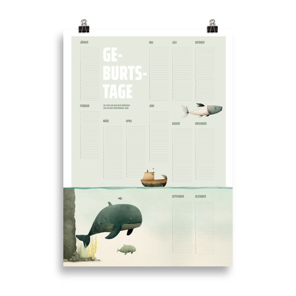 Birthday planner - animals from the sea