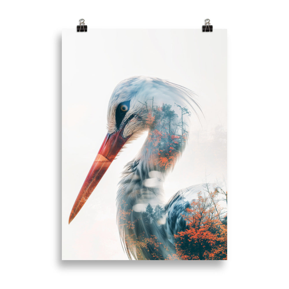 Double exposure stork