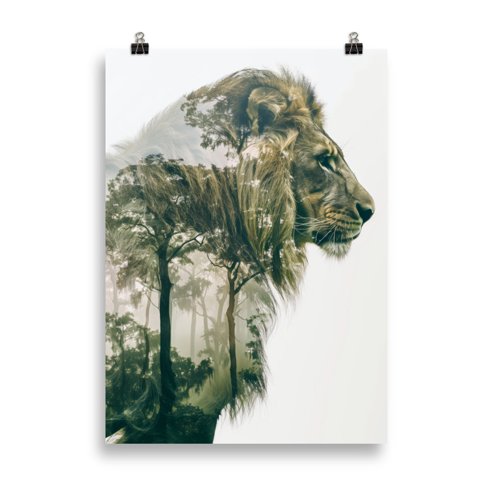 Double exposure lion