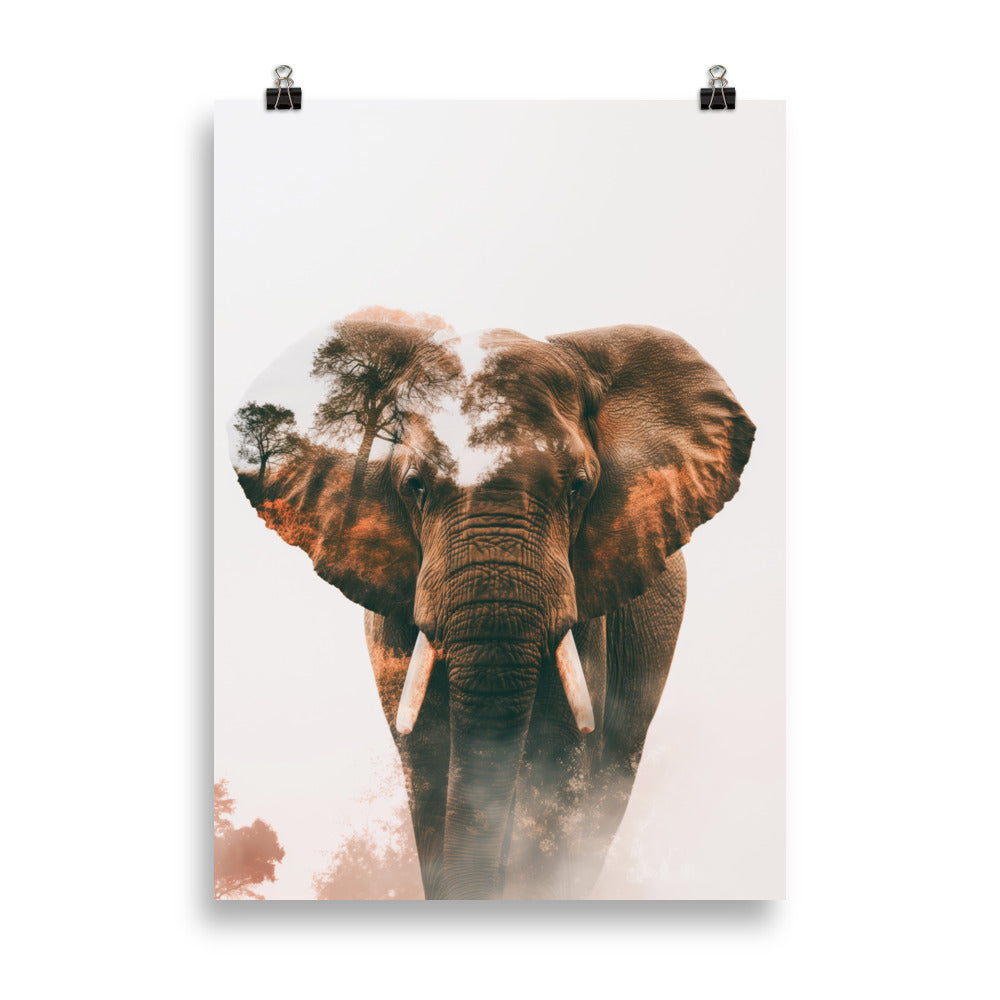 Double exposure elephant