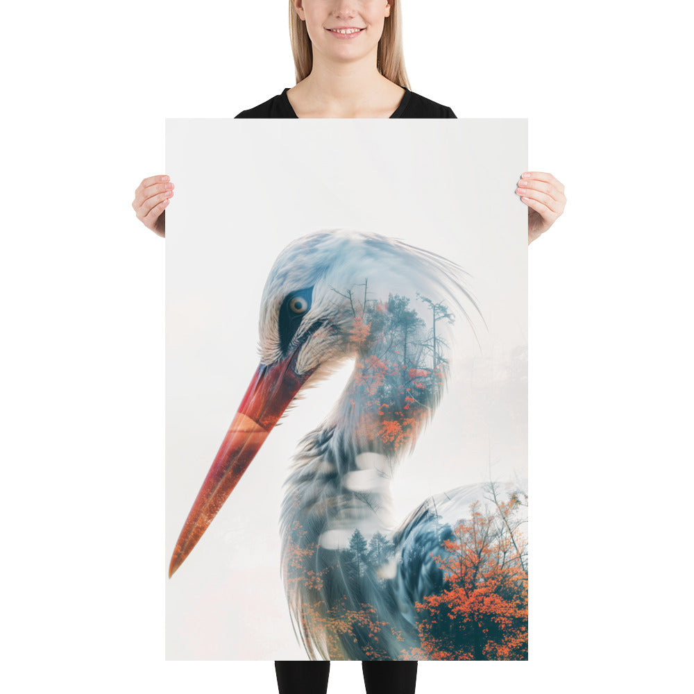 Double exposure stork
