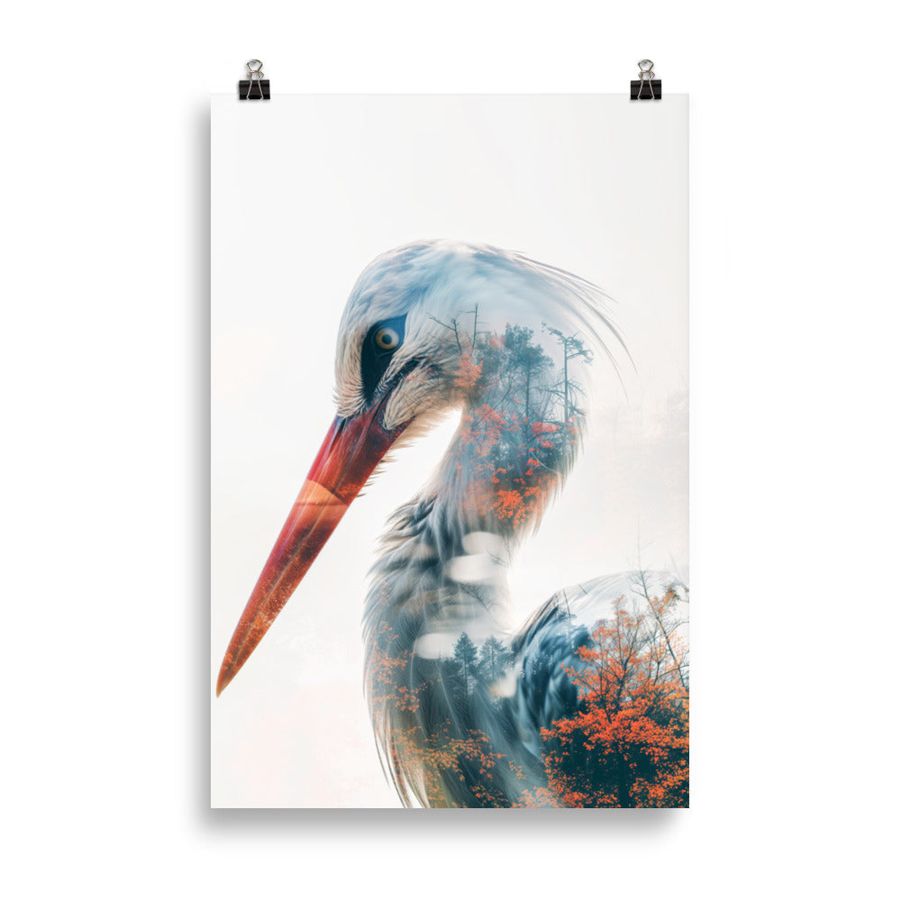 Double exposure stork