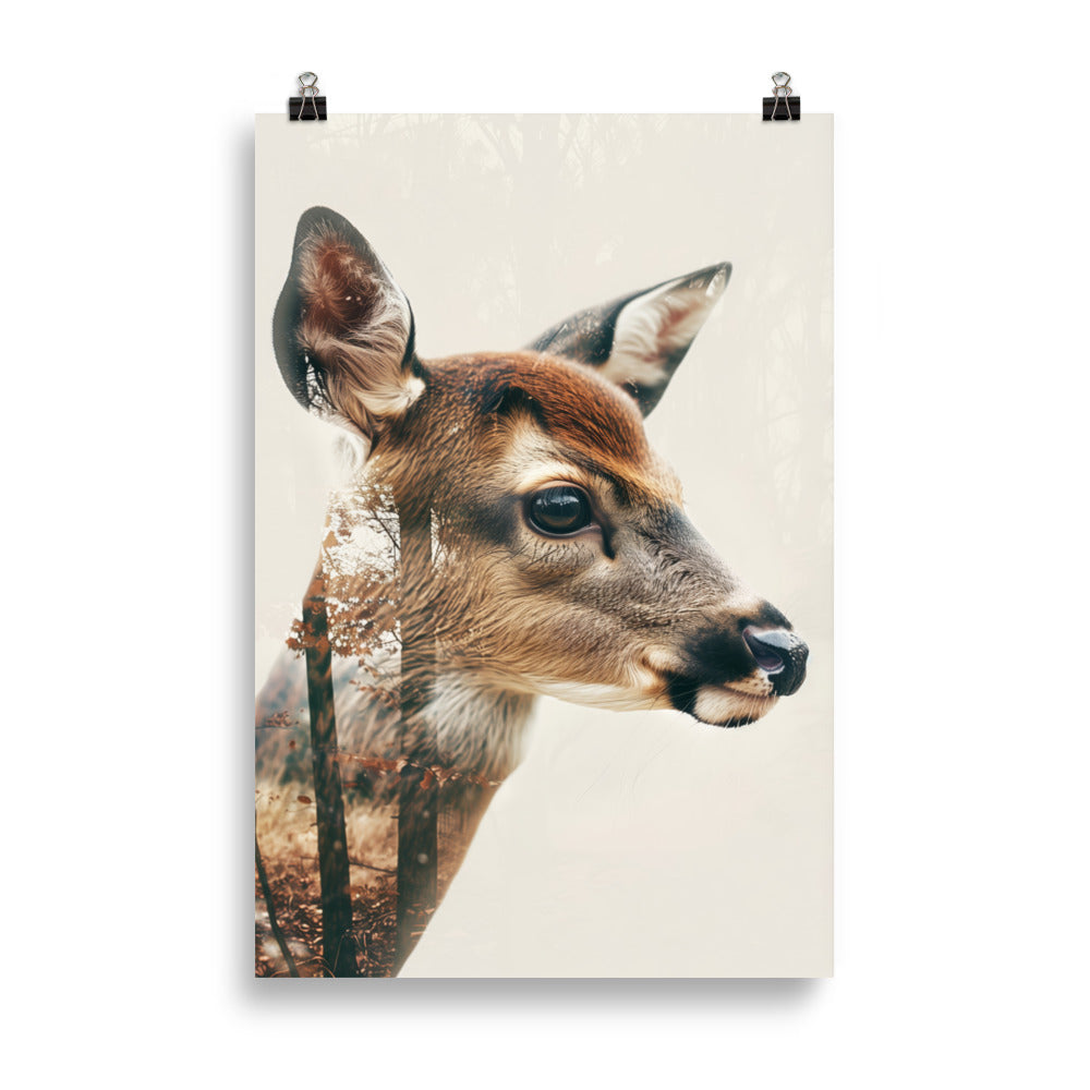 Double exposure of fawn