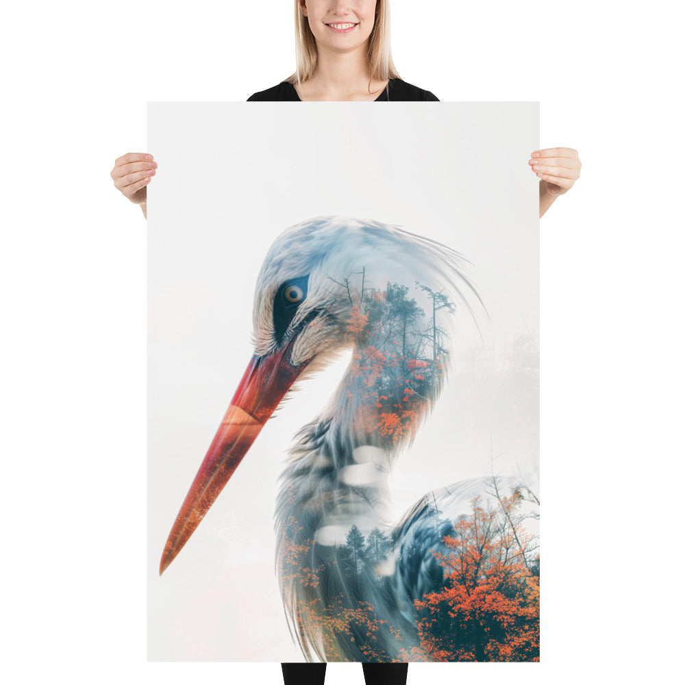 Double exposure stork