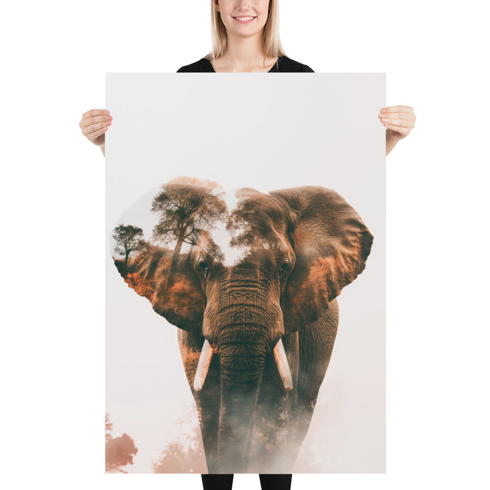Double exposure elephant