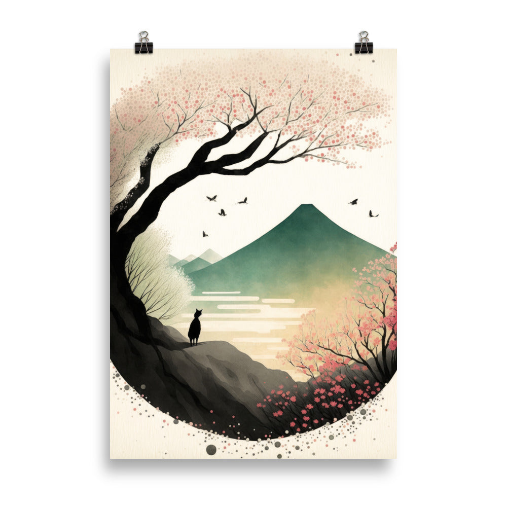 Fleur de cerisier et volcan