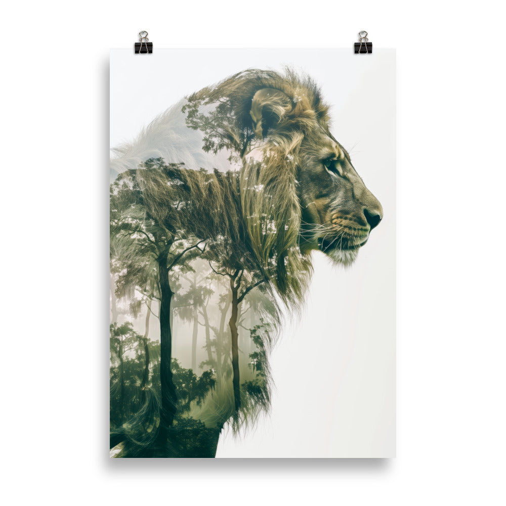 Double exposure lion