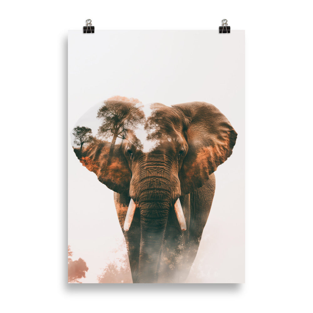 Double exposure elephant