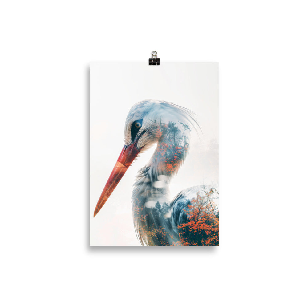 Double exposure stork