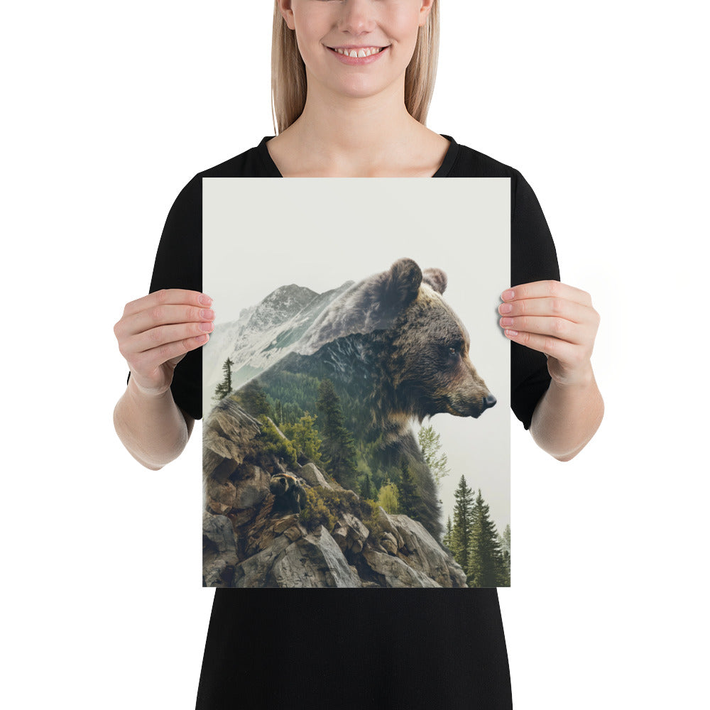 Double exposure brown bear