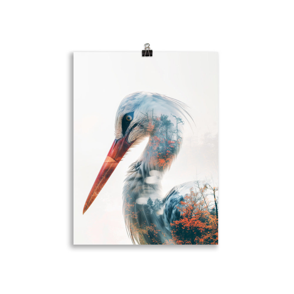 Double exposure stork