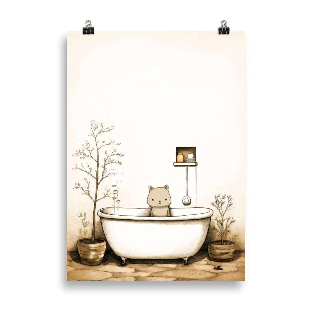 Chat dans la baignoire