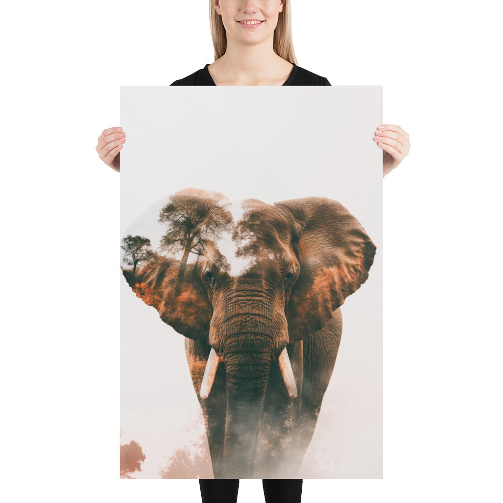 Double exposure elephant